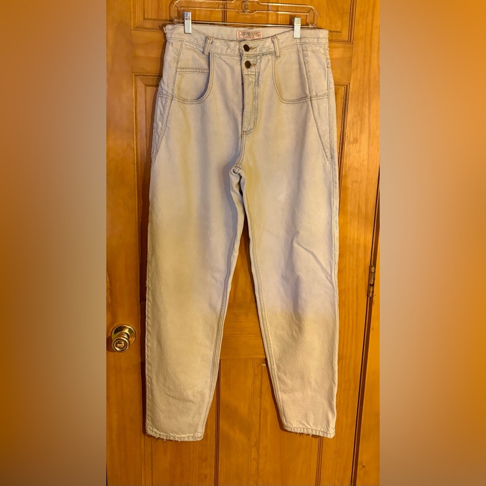 VTG GUESS Georges Marciano 1980s High Waist Mom Baggy Jeans Triangle Logo Sz 33